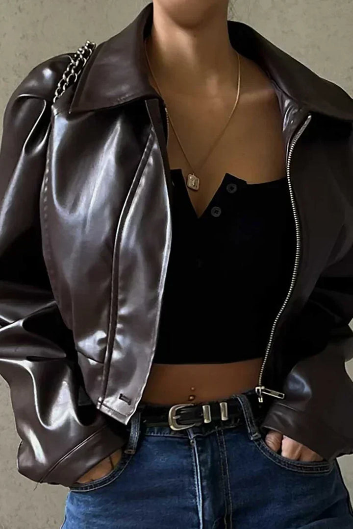 Women's Timeless Cropped Faux Leather Jacket