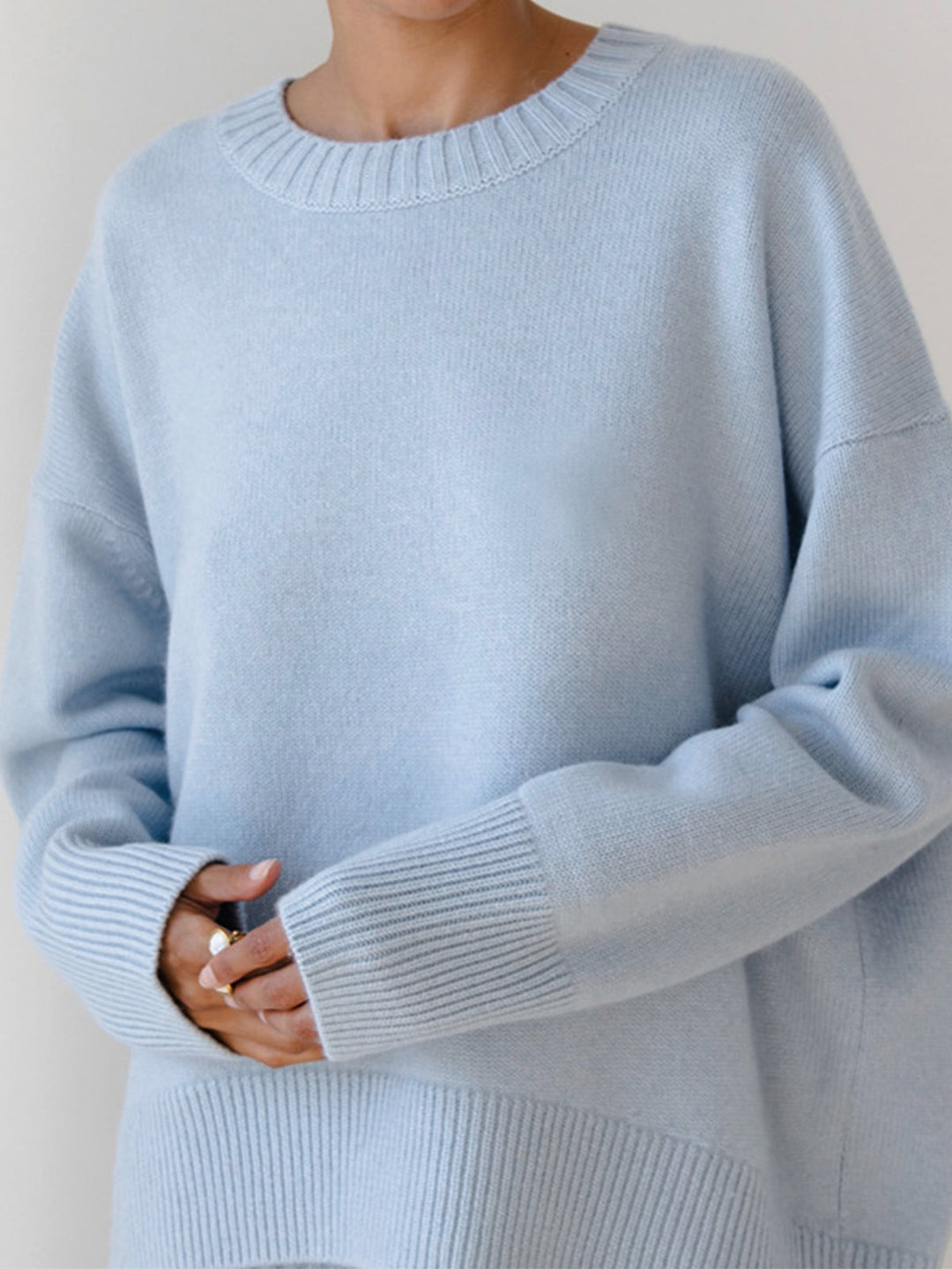 Women's Chic Ribbed Crew Neck Knit Sweater