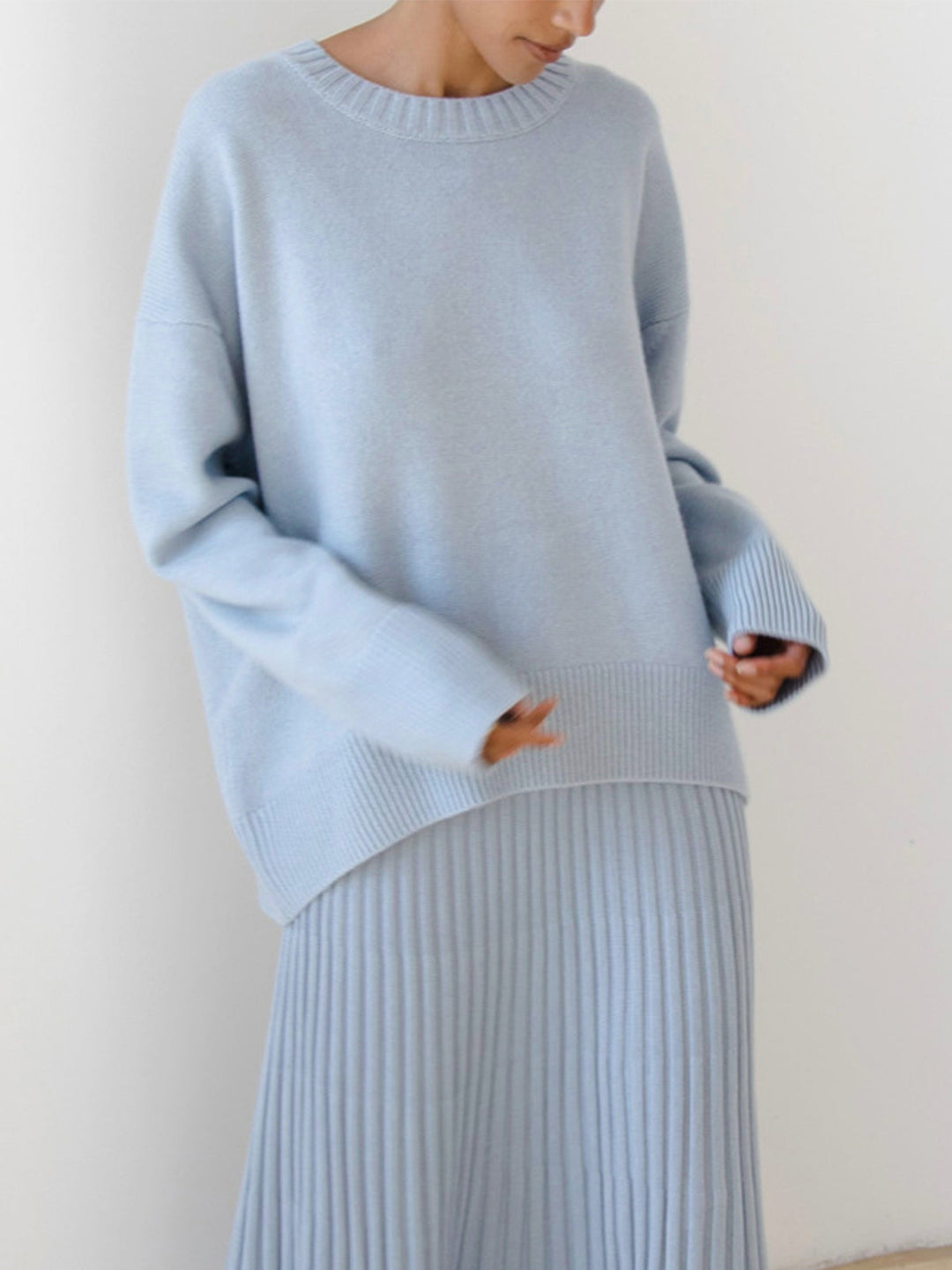 Women's Chic Ribbed Crew Neck Knit Sweater