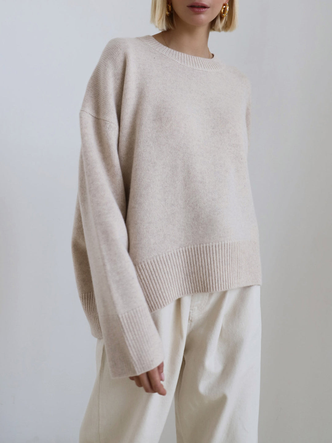 Women's Chic Ribbed Crew Neck Knit Sweater
