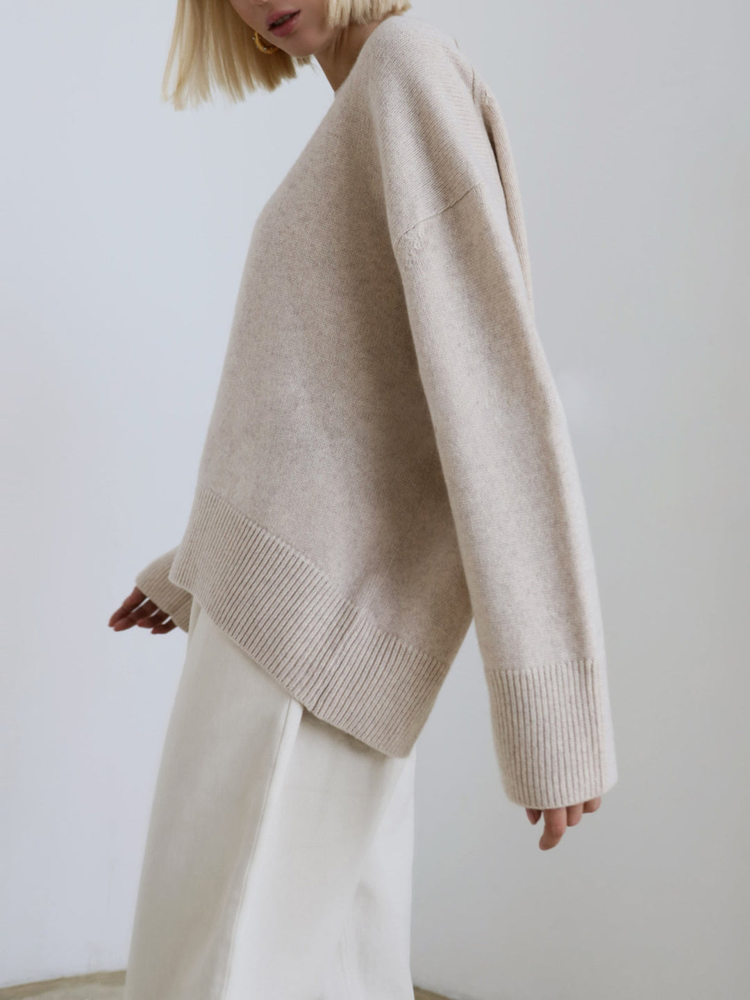 Women's Chic Ribbed Crew Neck Knit Sweater