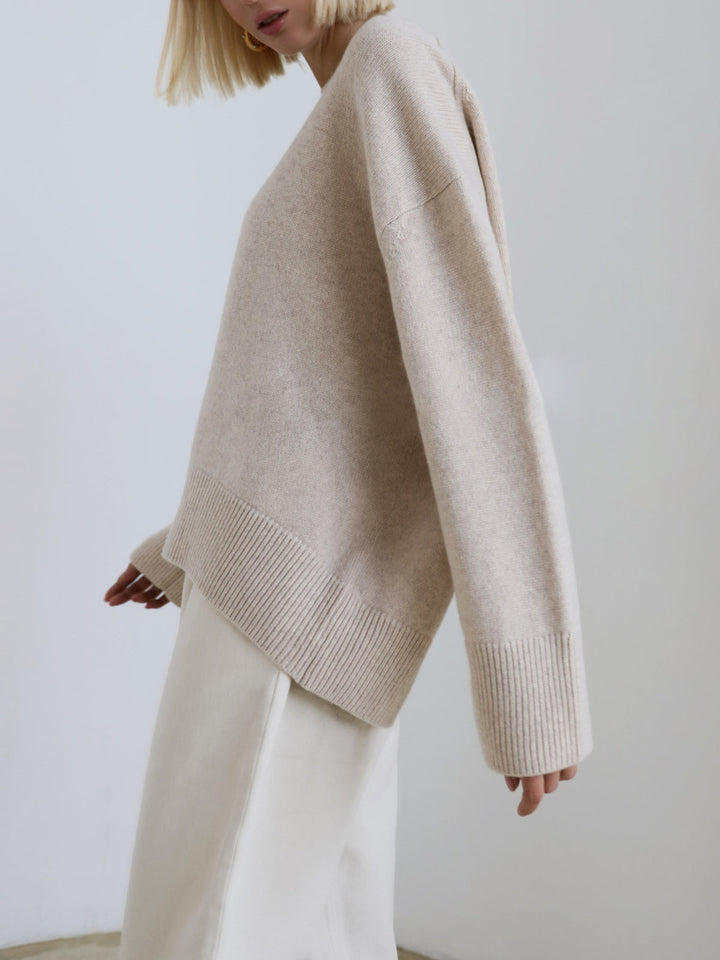Women's Chic Ribbed Crew Neck Knit Sweater