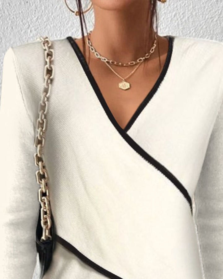 Women's Elegant V Neck Knit Wrap Sweater