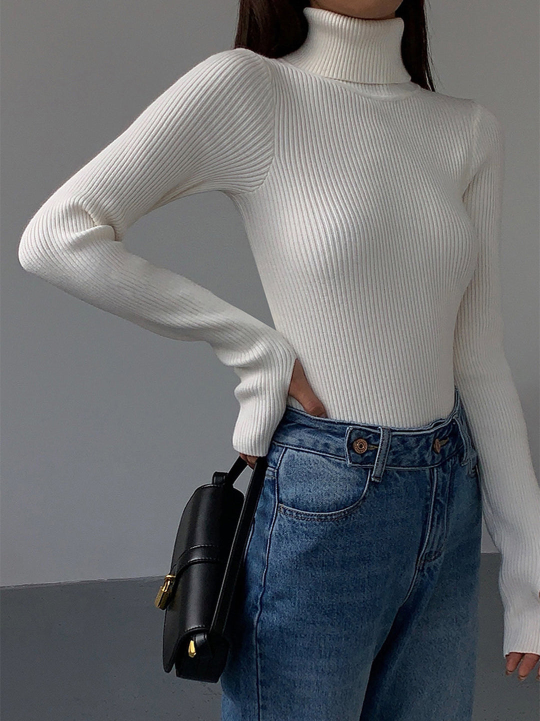Women's Cosy Ribbed Knit Turtleneck Sweater